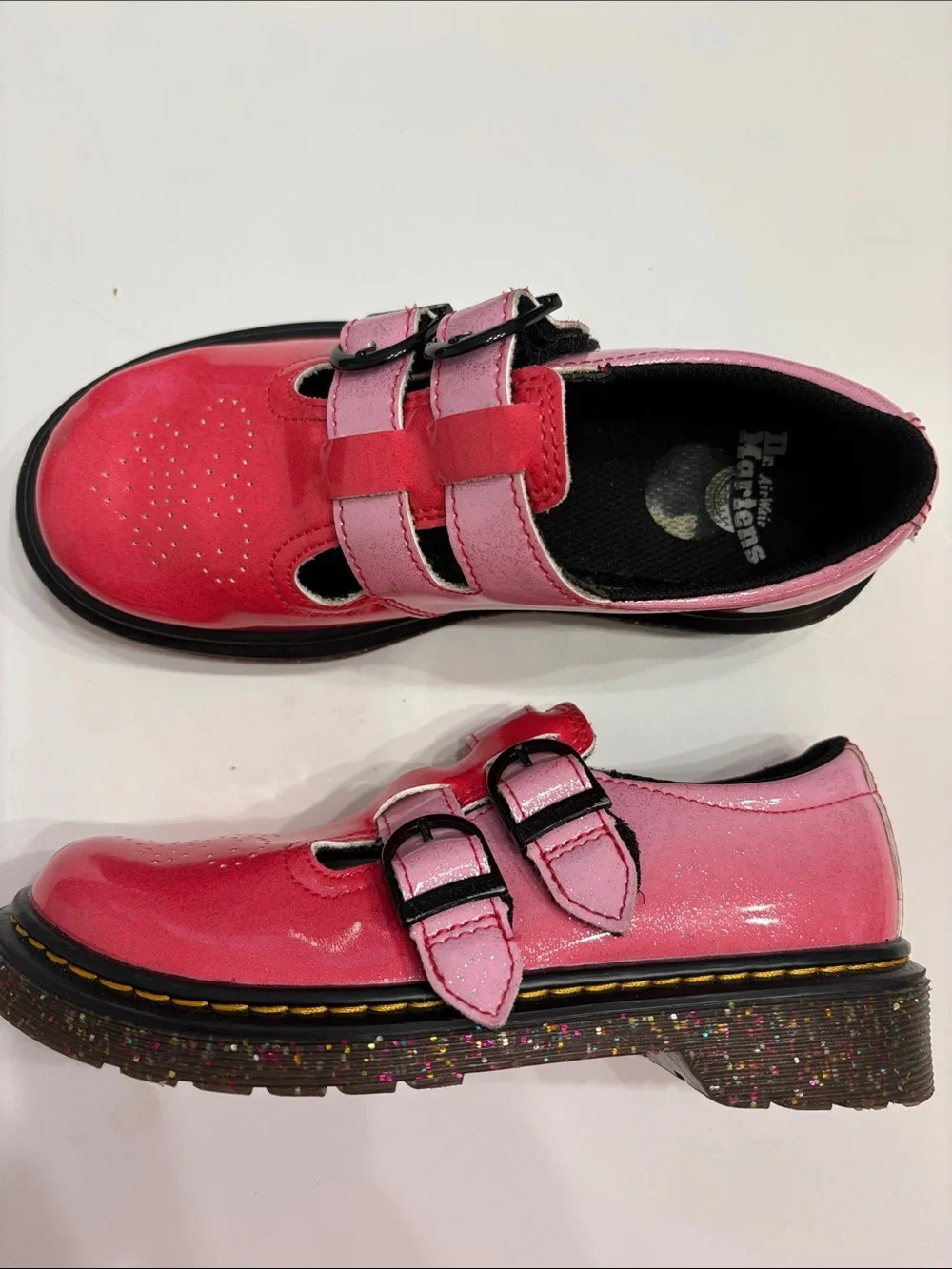 Dr. Martens Kids Pink Ombré Double-Buckle Mary Jane Shoes